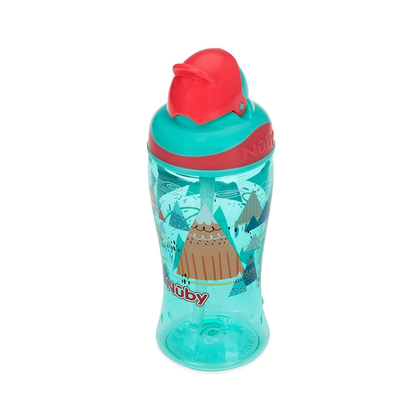 Nuby 2pkThirsty Kids No-Spill Flip-it Printed Boost Cup with Thin Soft Straw - 12oz, 18+ Months, 2pack Print May Vary