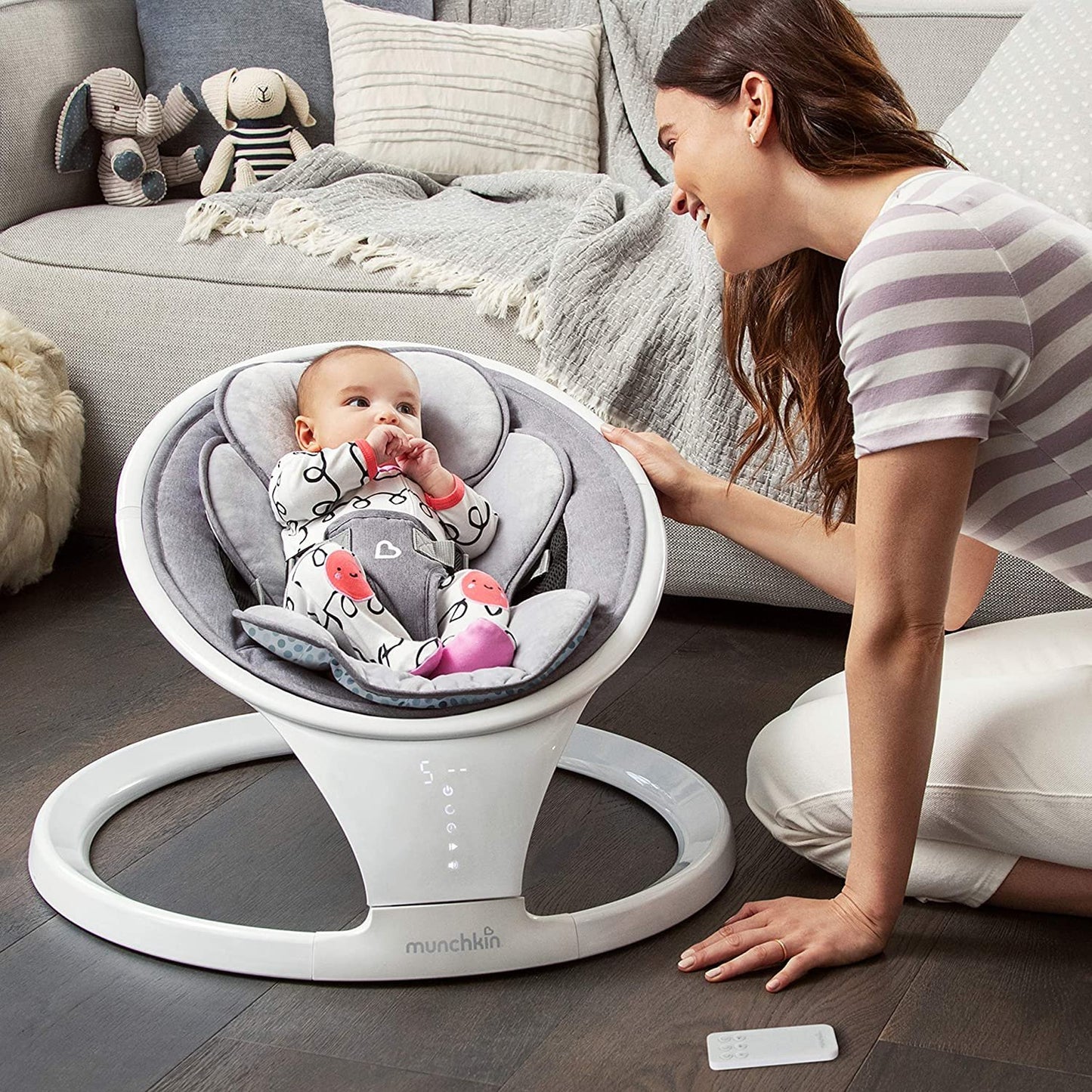 Munchkin Bluetooth Enabled Baby Swing, Newborn & Up, Gray