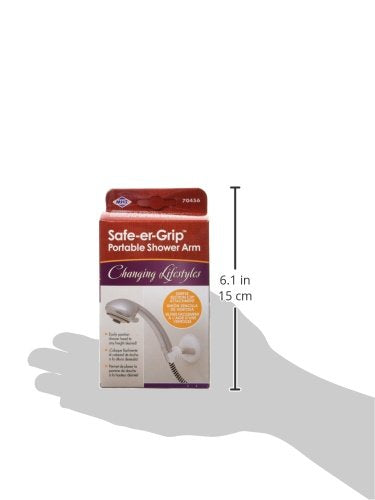Changing Lifestyles Safe-er-Grip Portable Shower Arm, Contrasted White with gray accents