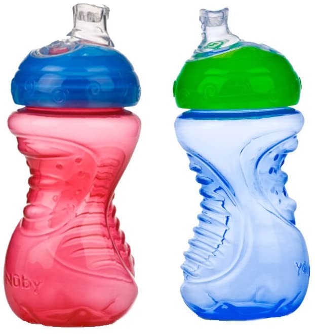 Nuby No-Spill Super Spout Easy Grip Cup, 10 Ounce, 6 Month