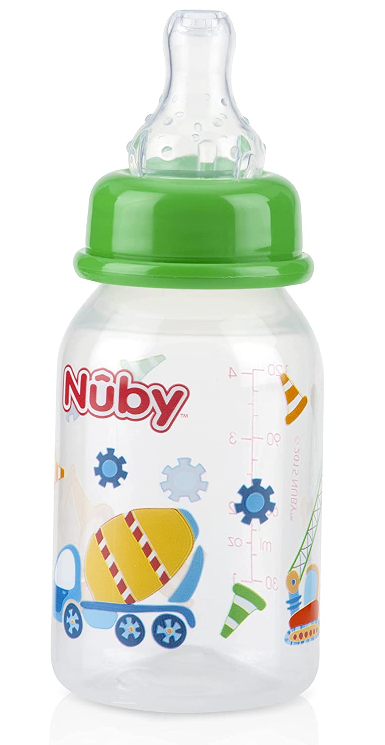Nuby Clear Printed Bottle with Silicone Nipple