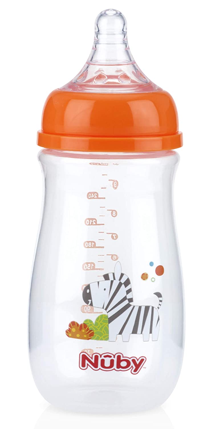Nuby Tritan Wide Neck Non-Drip Bottles with Anti-Colic Air System: 9oz./ 270 Ml, 3 Pack, 0M+, Multi