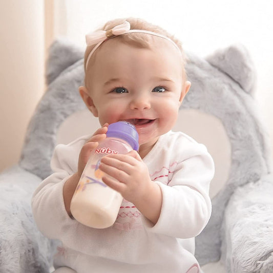 Nuby Clear Printed Bottle with Silicone Nipple