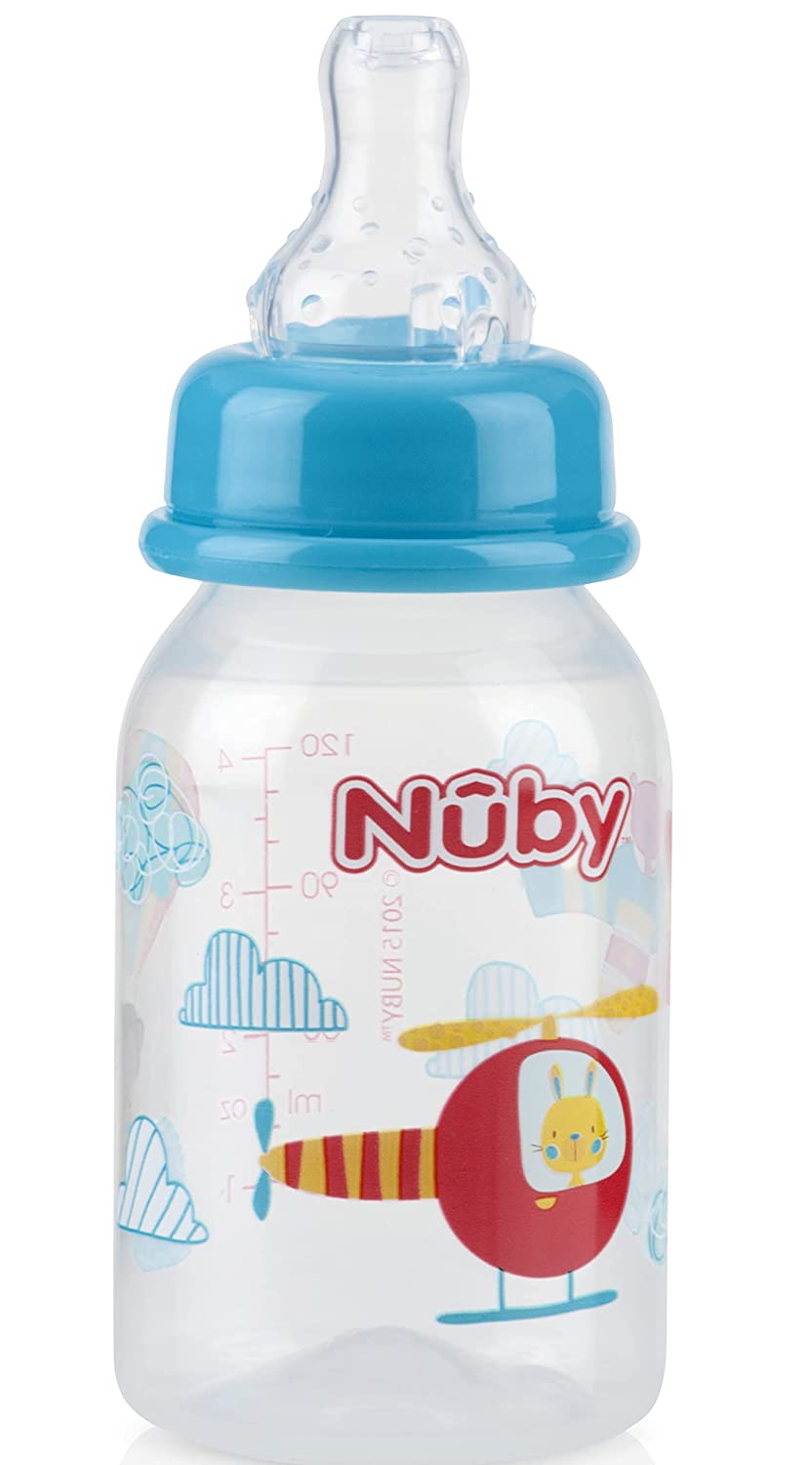 Nuby Clear Printed Bottle with Silicone Nipple