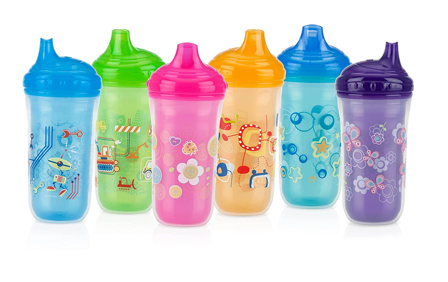 Nuby No-Spill Insulated Hard Spout 9 oz Cup, Colors/ Prints May Vary