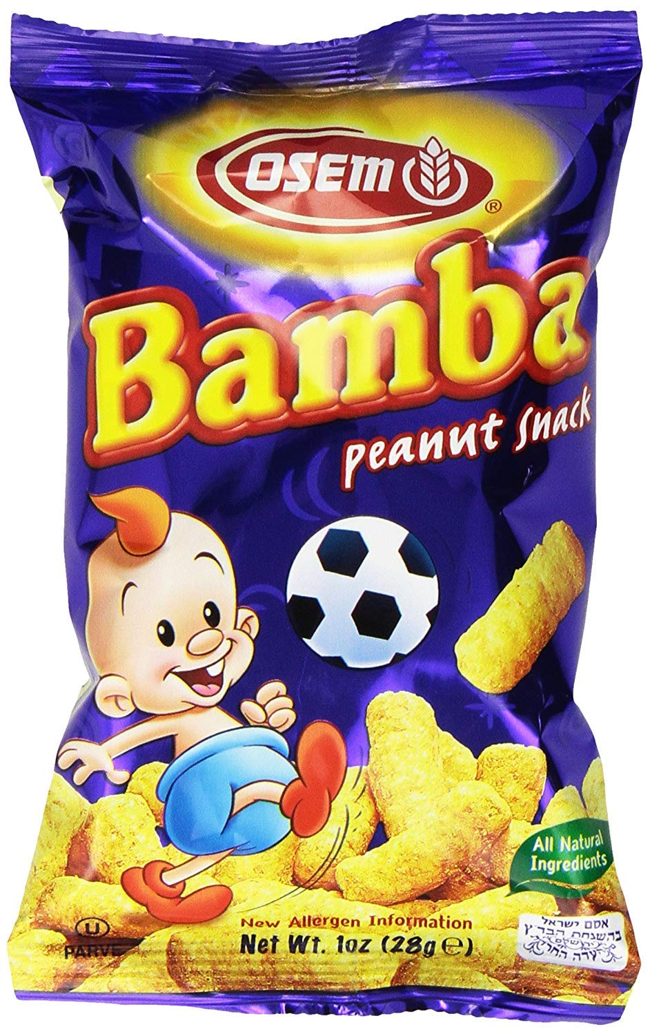 Osem Bamba Peanut Butter Snack, 1 Ounce Bag (Pack of 12)