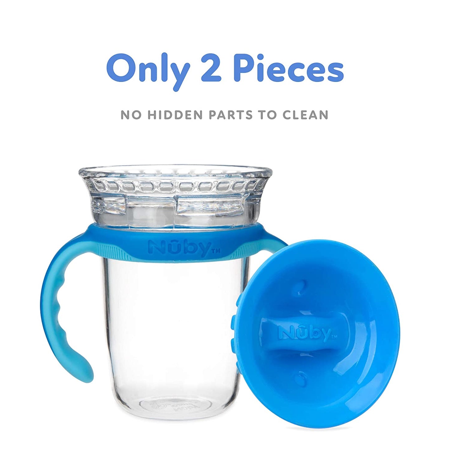 Luv N Care/NUBY Nuby 360 Edge 2 Stage Drinking Rim Cup with Removable Handles & hygienic Cover: 8 Oz/ 240 Ml