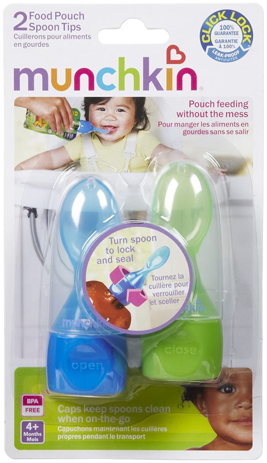 Munchkin Click Lock Food Pouch Spoon Tips, Multicolor - May Vary, 2 Count