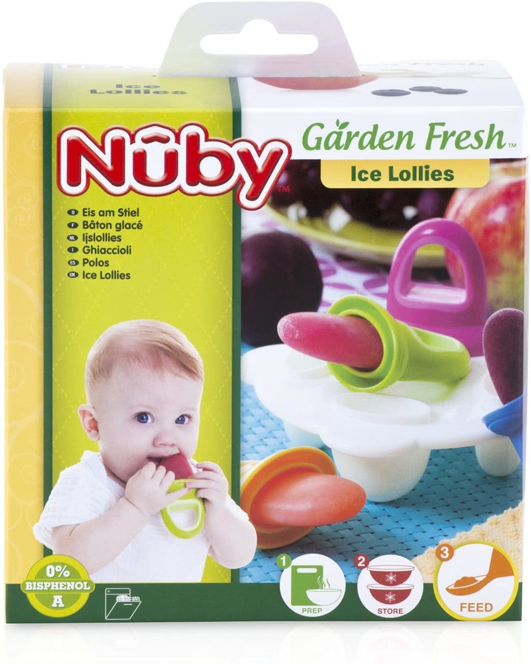 Nuby Garden Fresh Fruitsicle Frozen Pop Tray, Pack of 2