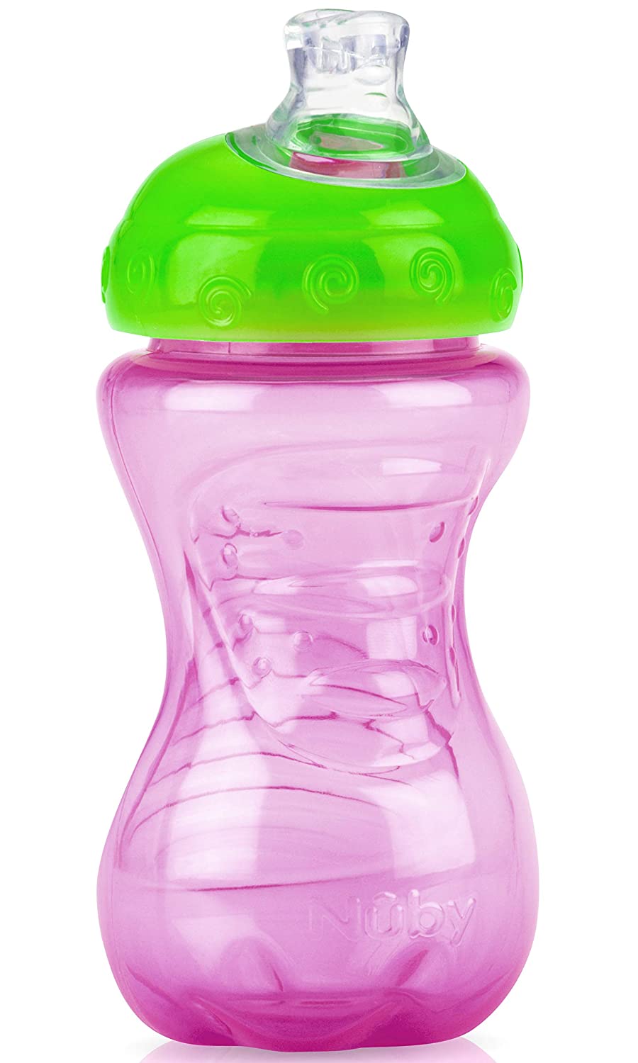 Nuby 2-Pack No-Spill Super Spout Easy Grip Cup, 10 Ounce, Pink and Purple