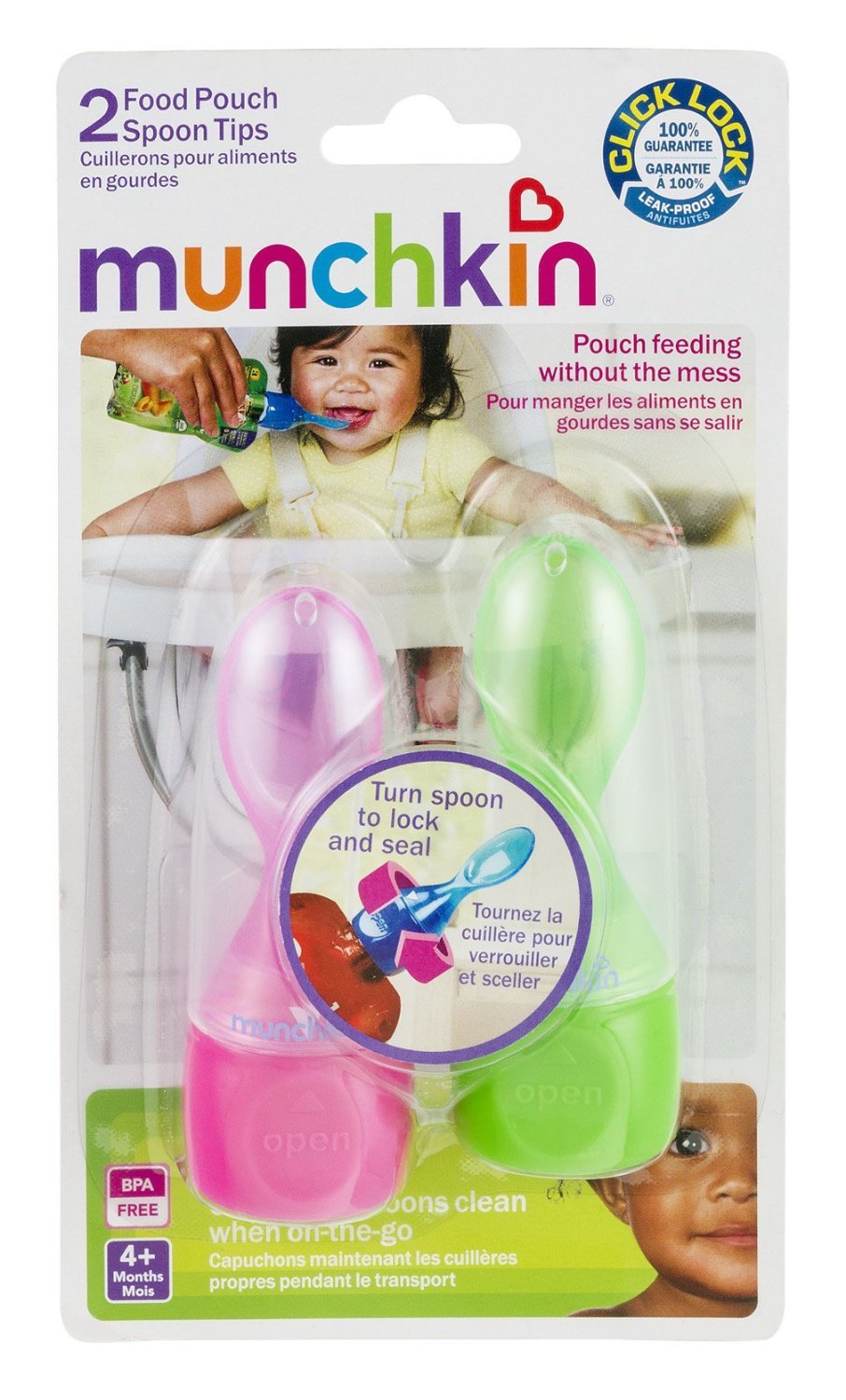 Munchkin Click Lock Food Pouch Spoon Tips - 2 Ea colors may vary