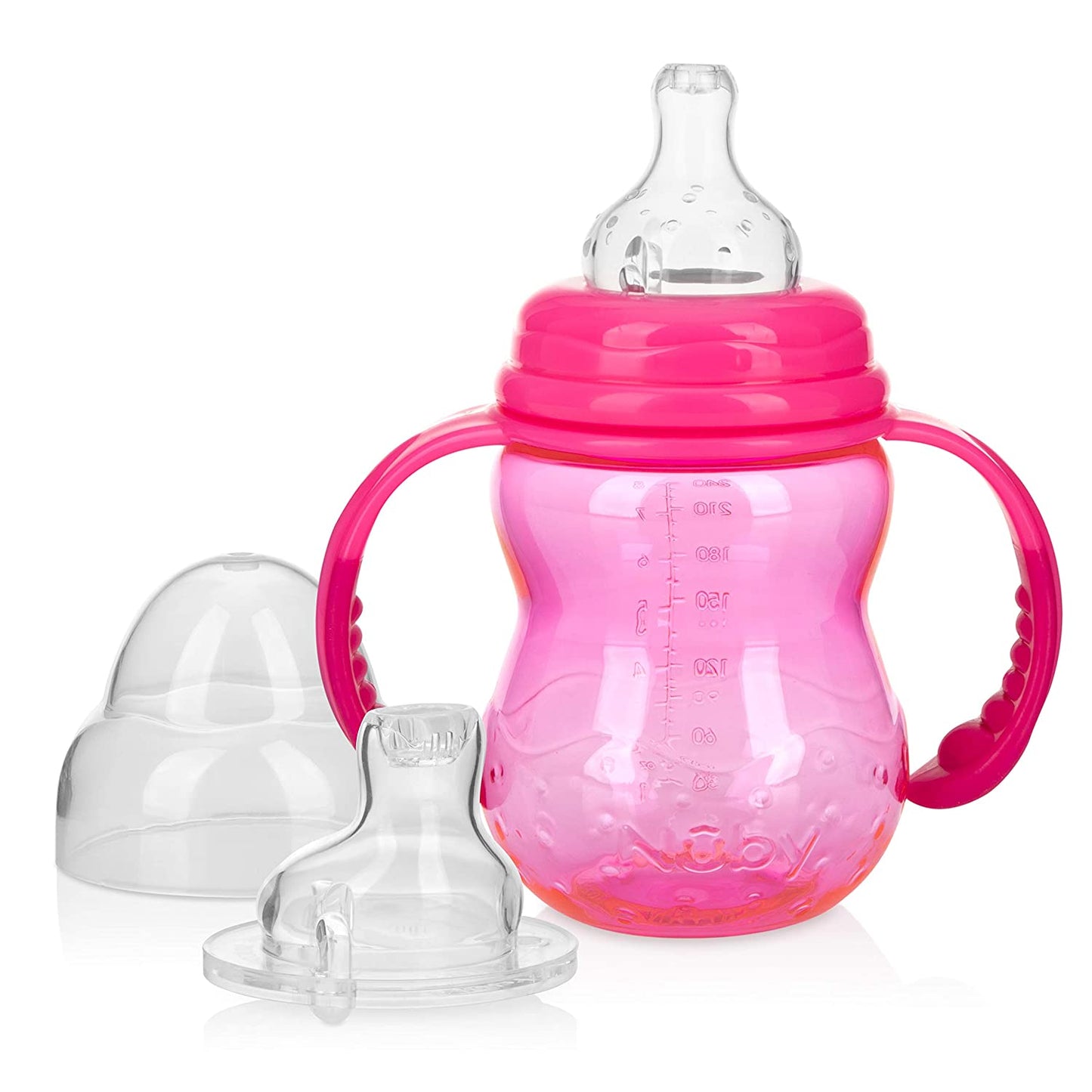 Nuby 3 Stage Tritan Wide Neck Grow with Me No-Spill Bottle to Cup, 8 Oz