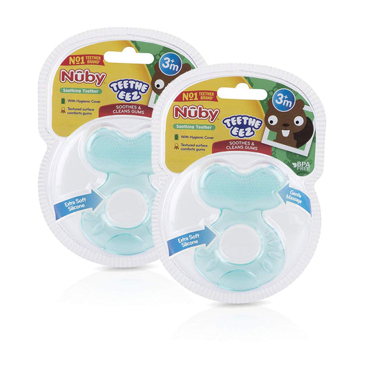 Nuby Silicone Teethe-EEZ Teether with Bristles, Includes Hygienic Case