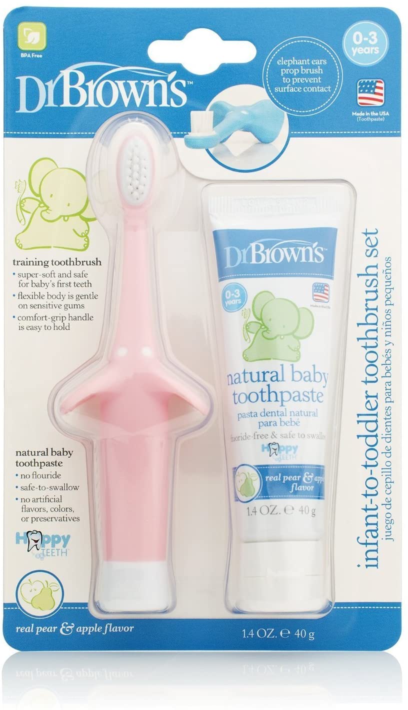 Dr. Brown's Infant Toothbrush and Toothpaste Combo Pack - Pink