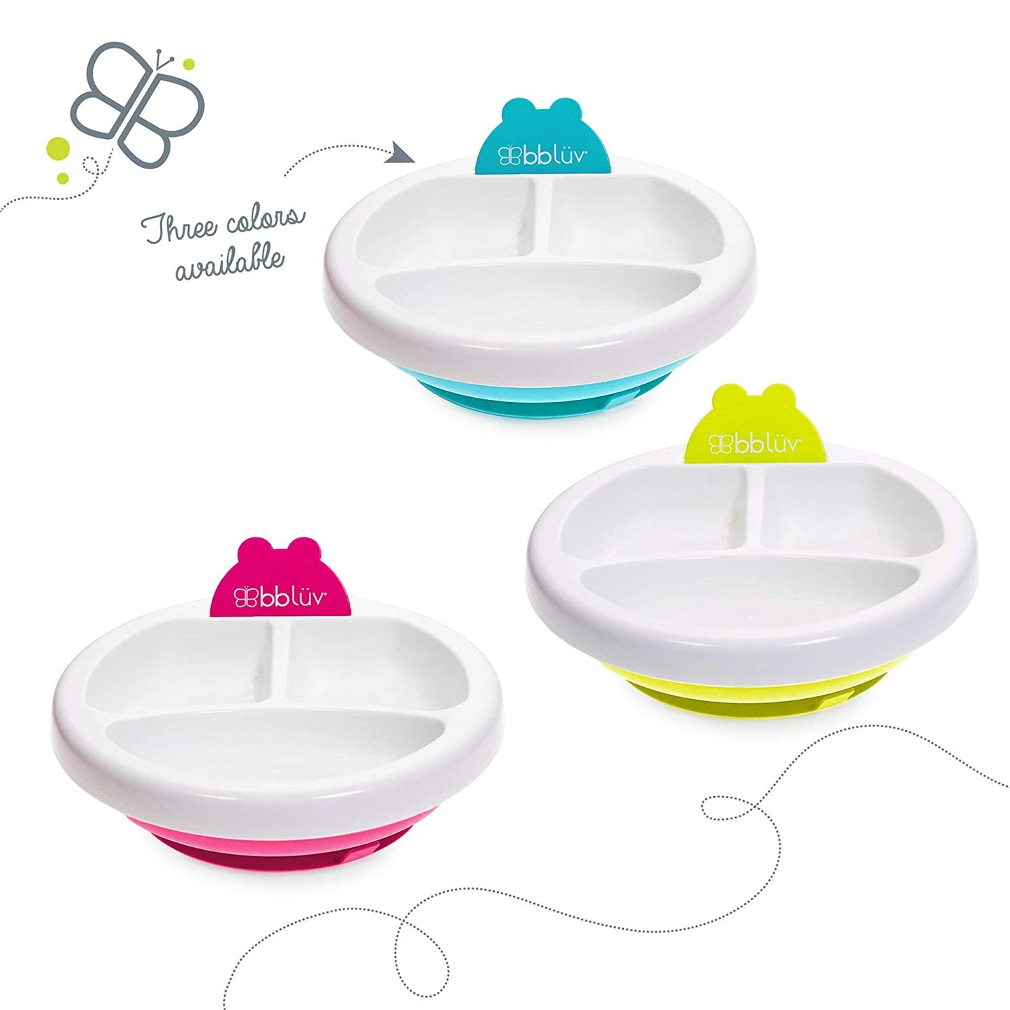 bblüv - Platö - Warming Feeding Plate - 3 Compartments with Suction Base for Baby to Toddler (Color) - BPA and Phthalate Free