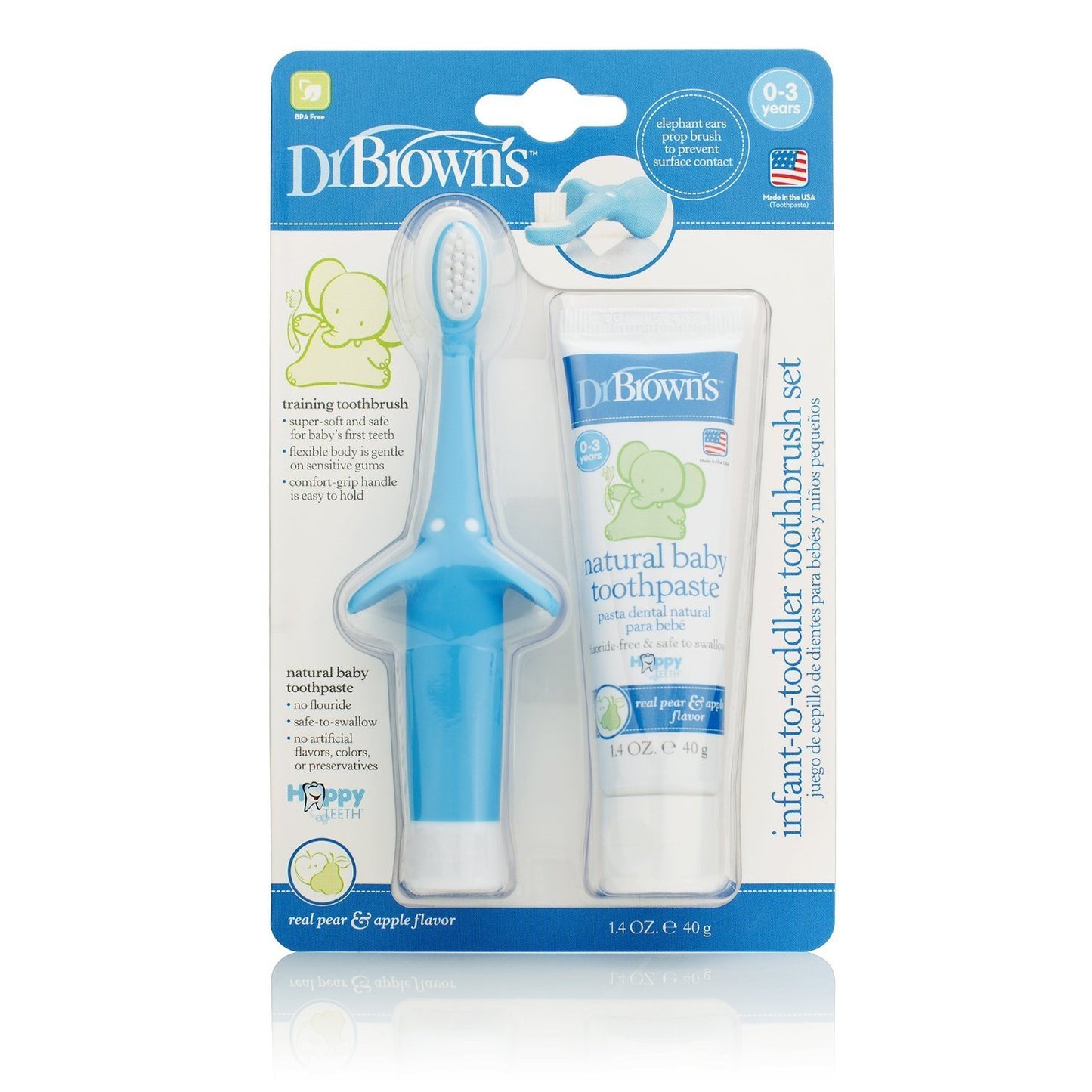 Dr. Brown's Infant-to-Toddler Toothbrush (Pear & Apple Blue Set)