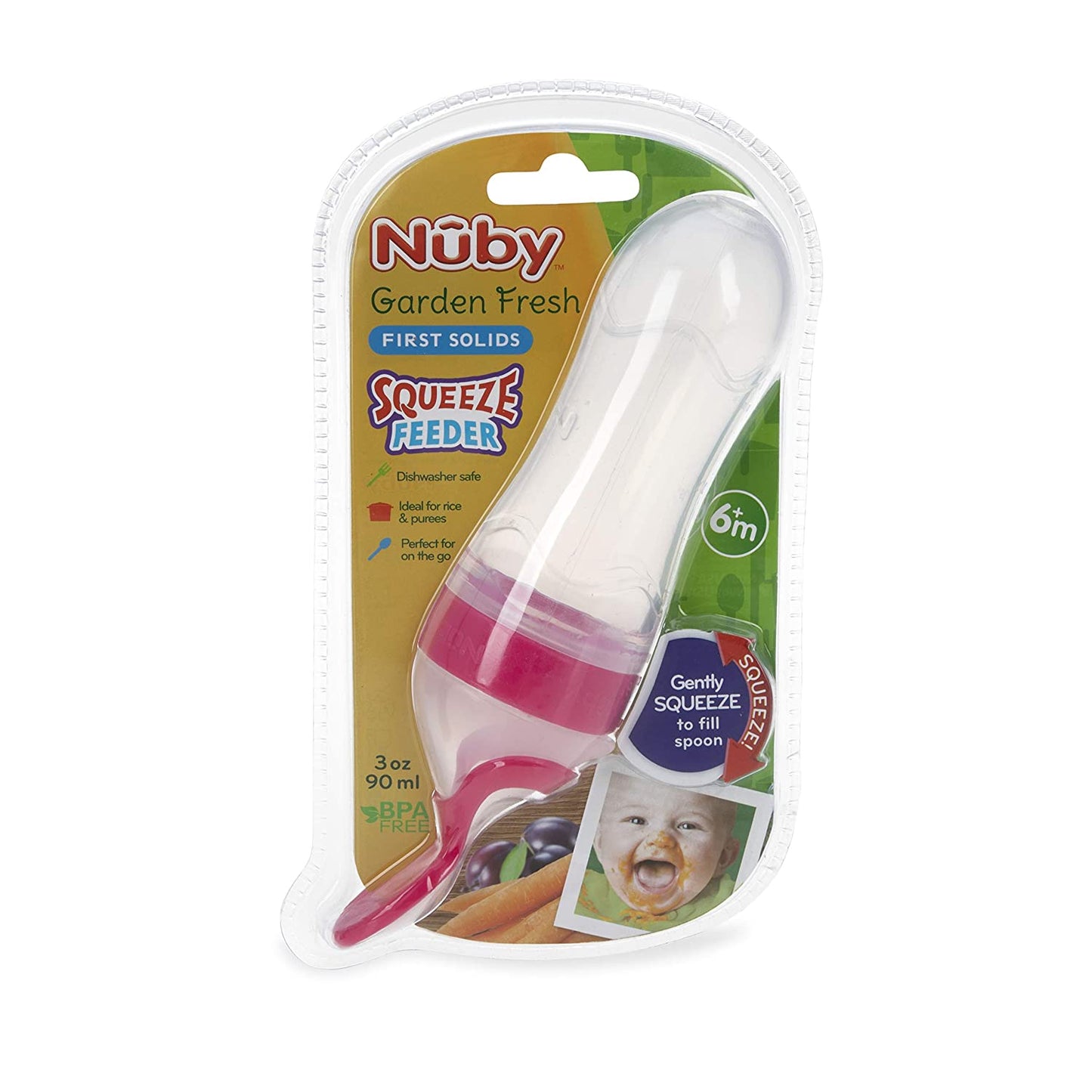 Nuby Garden Fresh Silicone Squeeze Feeder with Spoon and Hygienic Cover, Colors May Vary