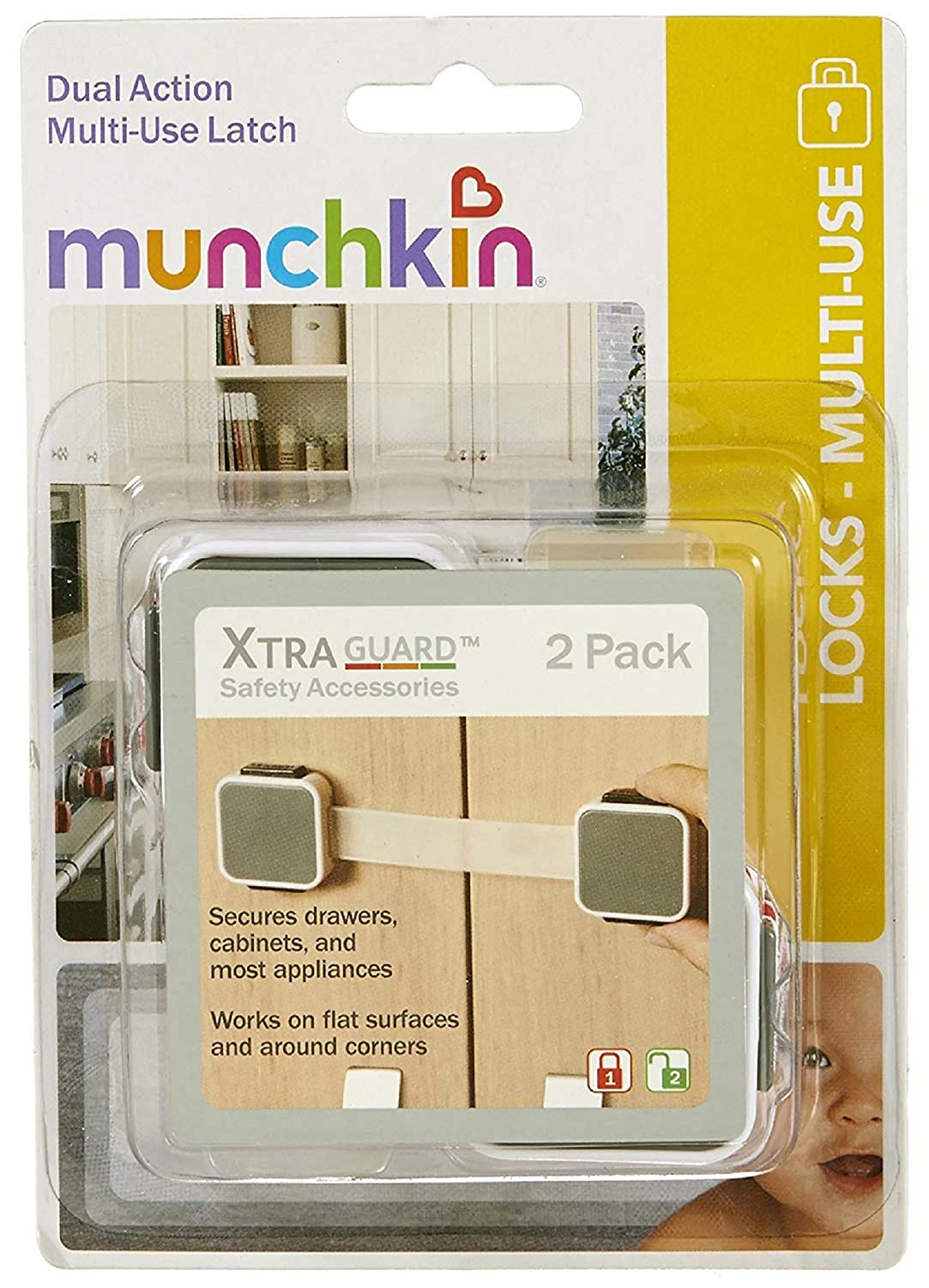 Munchkin XTRAGUARD 2 Count Dual Action Multi Use Latches, Pack of 4 (8 Count)