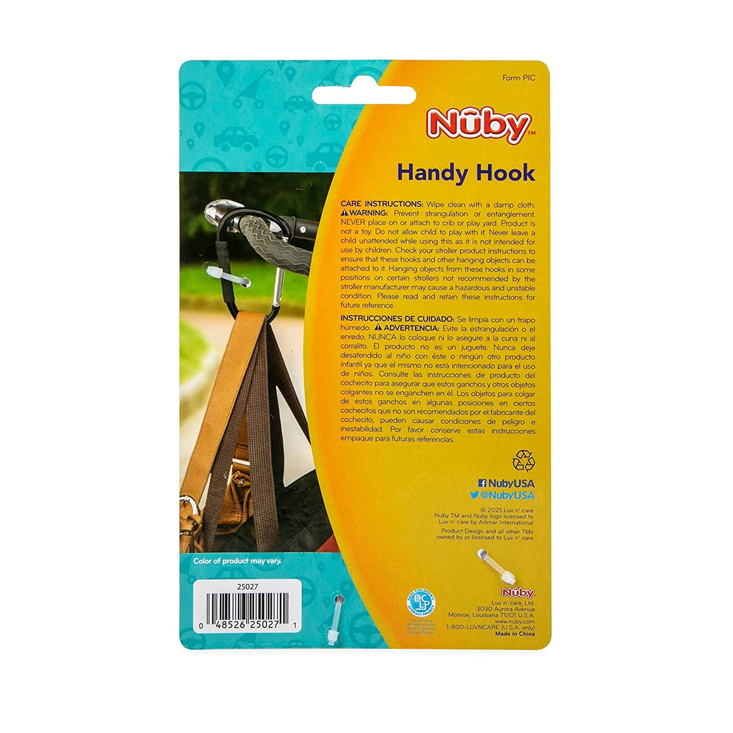 Nuby Large Handy Hook Carabiner Stroller Clip with Textured Soft Grip - Black