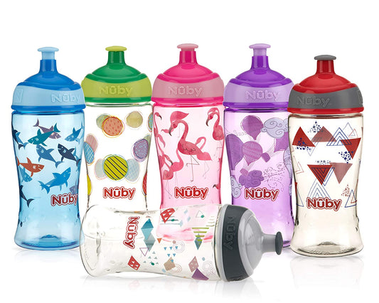 Nuby Thirsty Kids Tritan Free Flow Pop Up Super Slurp Water Bottle