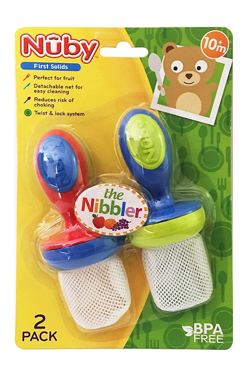 Nuby 2-Pack Nibbler Mesh Feeders, Colors May Vary