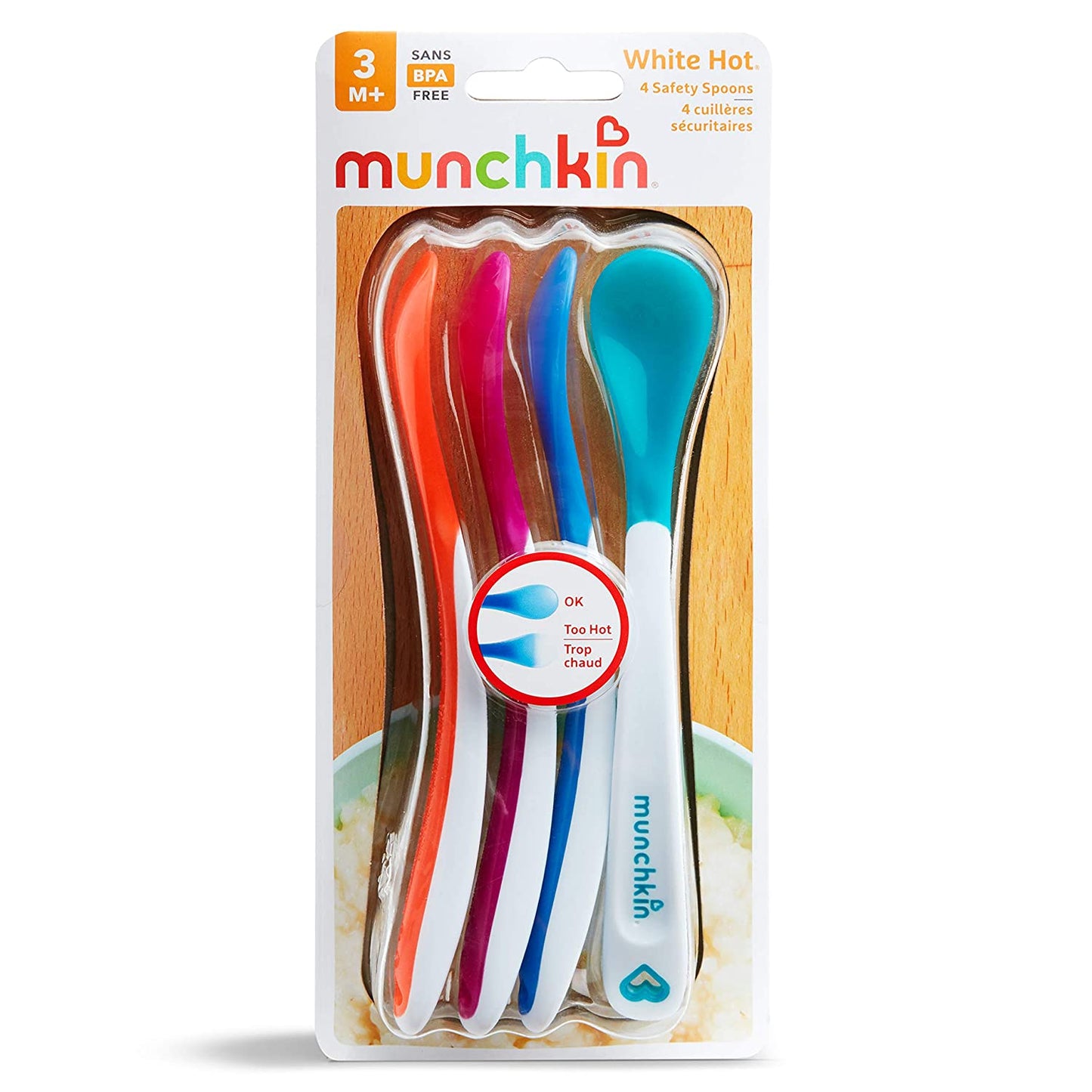 Munchkin White Hot Infant Safety Spoons, 4 Count , 0.39x0.79x6.5 Inch (Pack of 4)