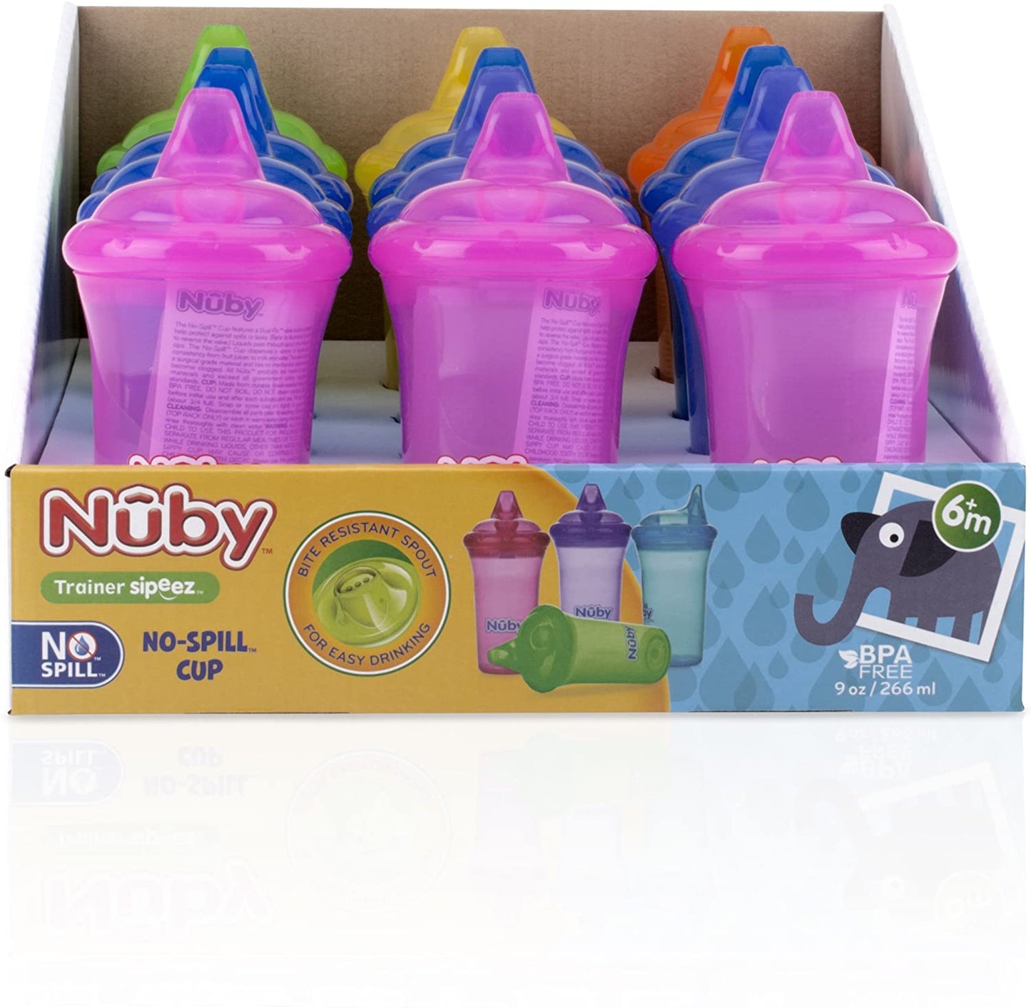 Nuby No Spill Cup With Reversible Valve, 9 Ounce, Purple