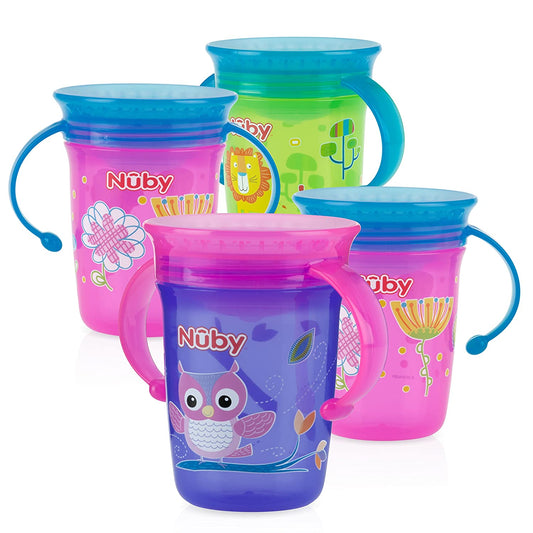 Nuby 4 Piece 360 Printed Twin Handle Wonder Cup