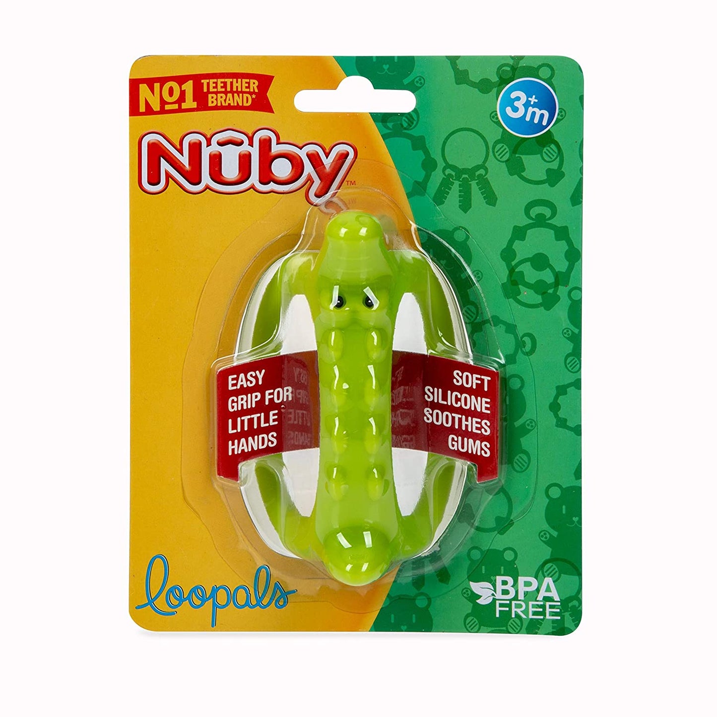 Nuby 100% Silicone Loopals Easy Grip Loopy Legs Teether: 3M+, Characters Vary, Multi