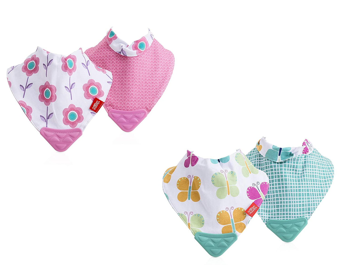 Nuby 2 Piece Bibs with Dribble Catcher and Teething Corner