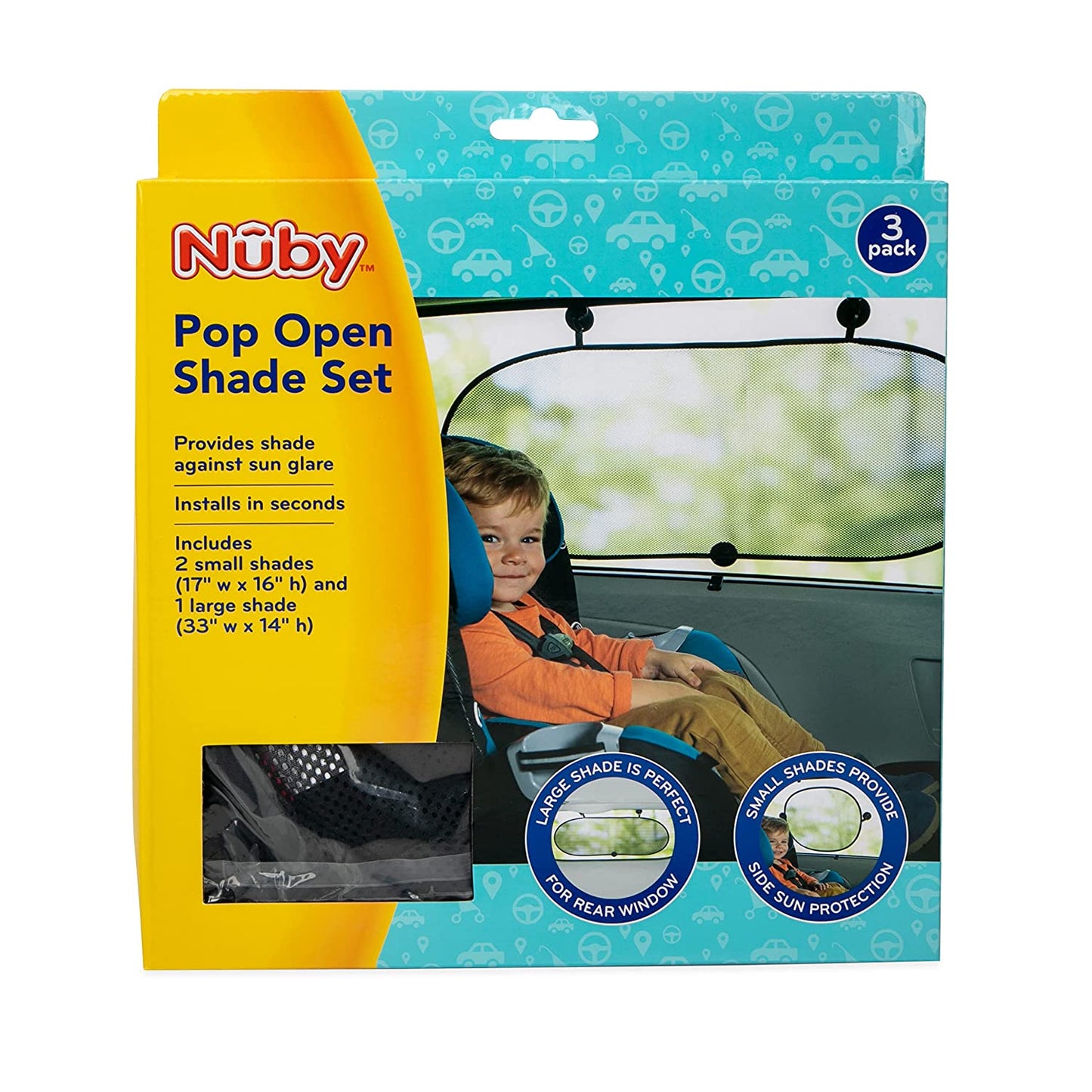 Nuby 3-Pack Vehicle Sun Guard Shade Set