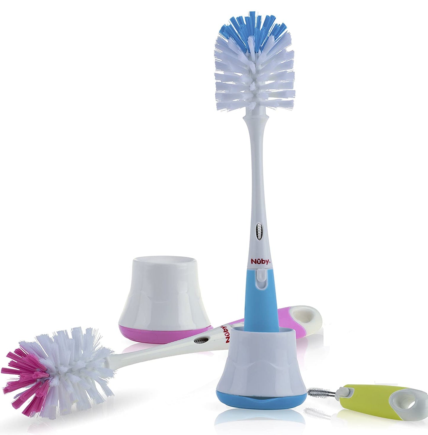 Nuby 2 in 1 Bottle and Nipple Brush with Stand 1pk