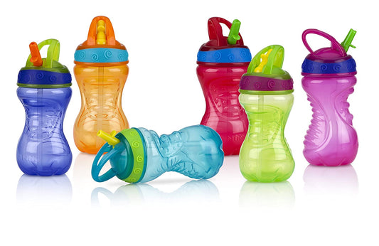 Nuby 2 Count Flip and Tip Hard Straw Cup, 10 Ounce