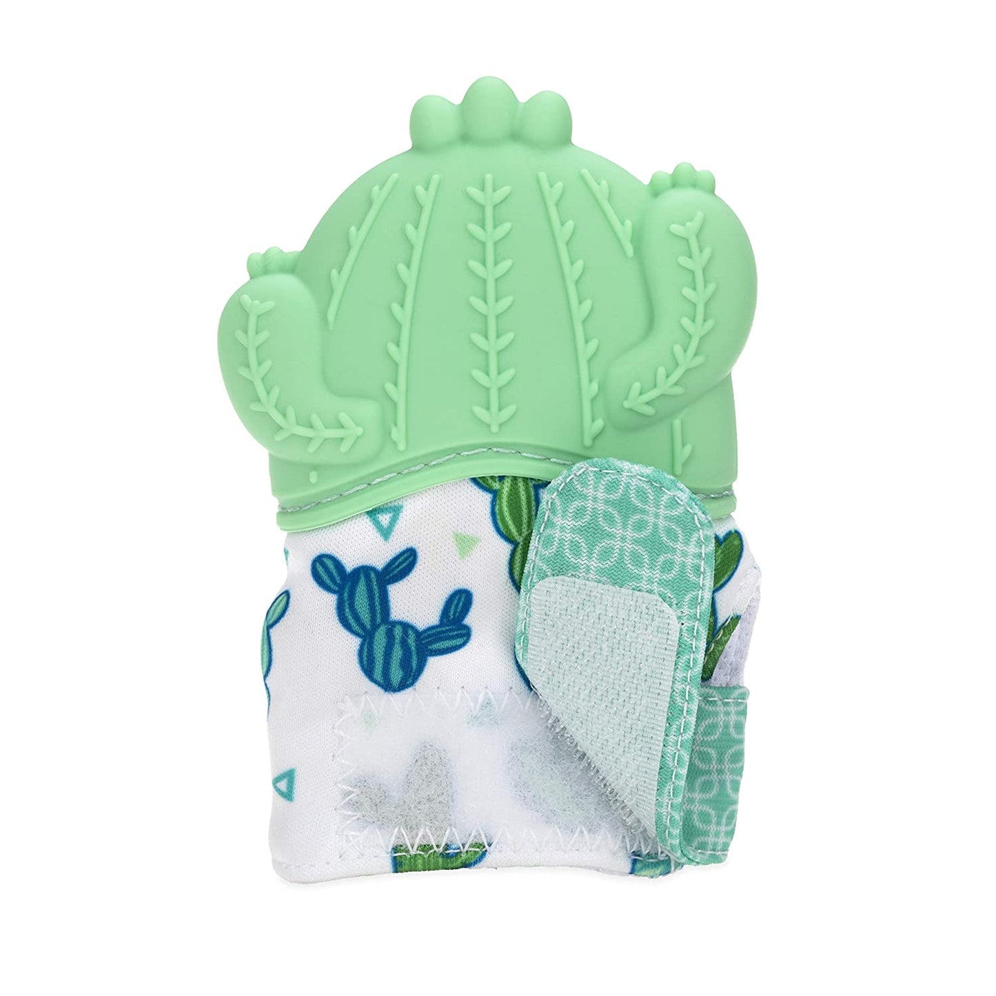 Nuby Happy Hands Silicone Teething Mitten: 3M+, Cactus, Green (80727)
