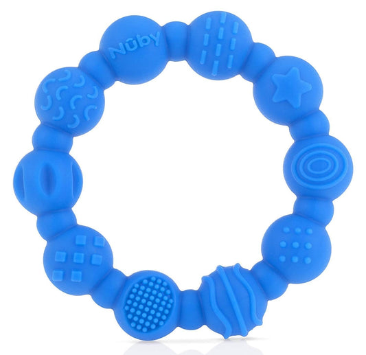 100% Silicone Teether Ring, 3 Months + (Blue)