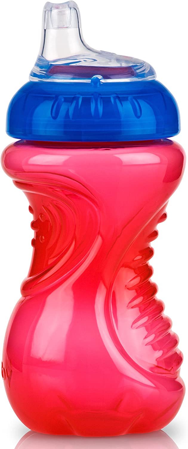 Nuby No-Spill Gripper Cup, Sippy Cup for Baby and Toddler, 10 Ounce, Colors May Vary, 5"