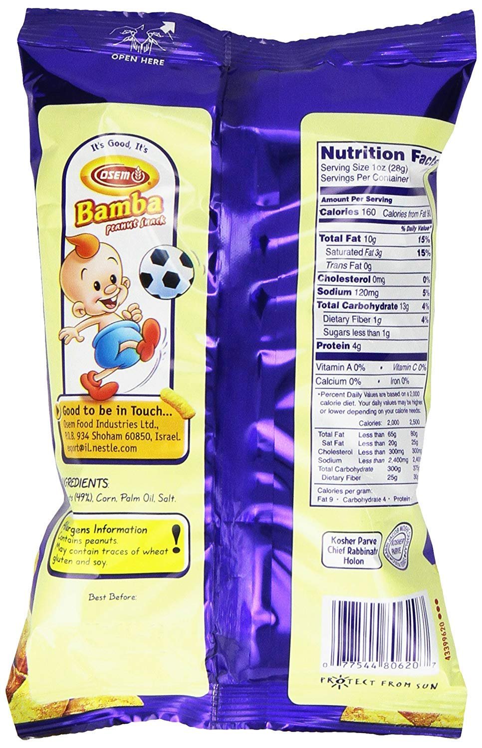 Osem Bamba peanut snack 1 ounce bag (Pack of 24)