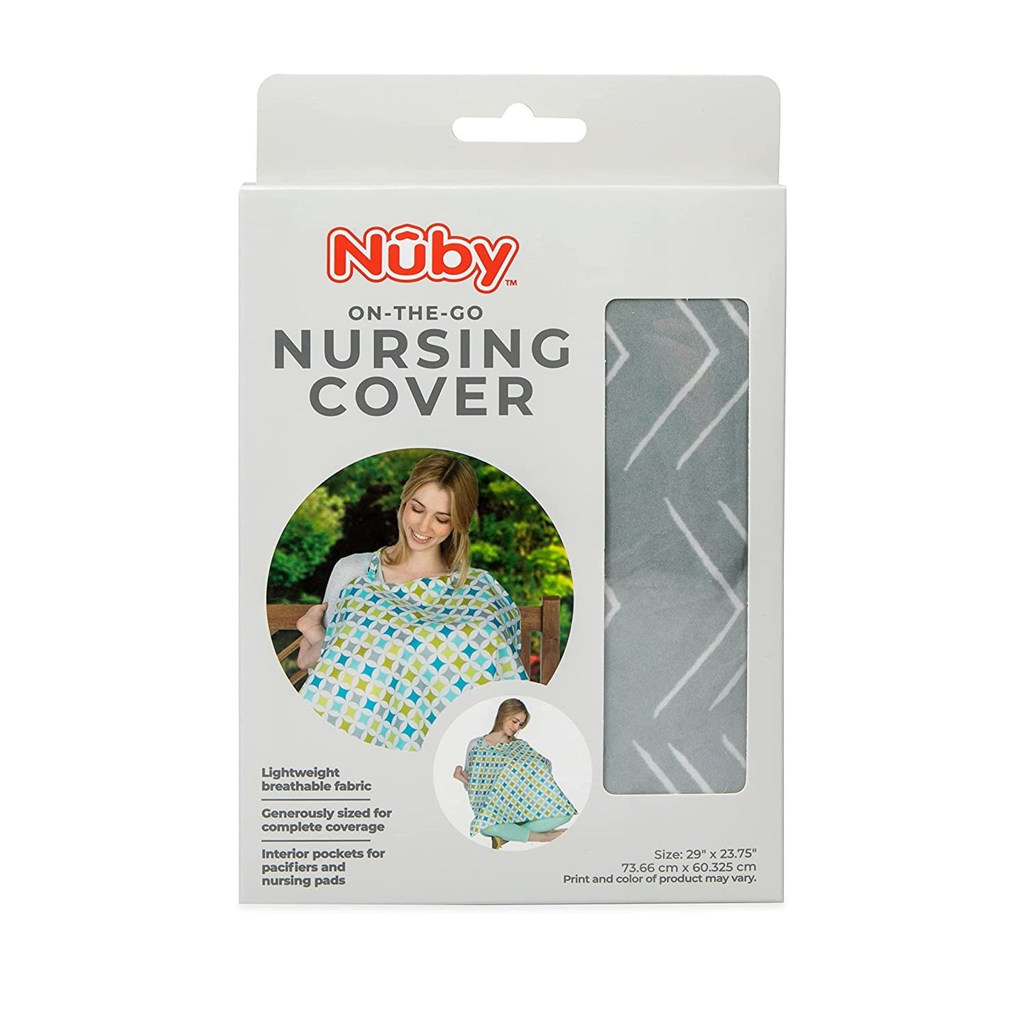 Nuby On The Go Nursing Cover: Colors May Vary, 29’’ x 23.75’’/ 73.66cm x 60.32 cm