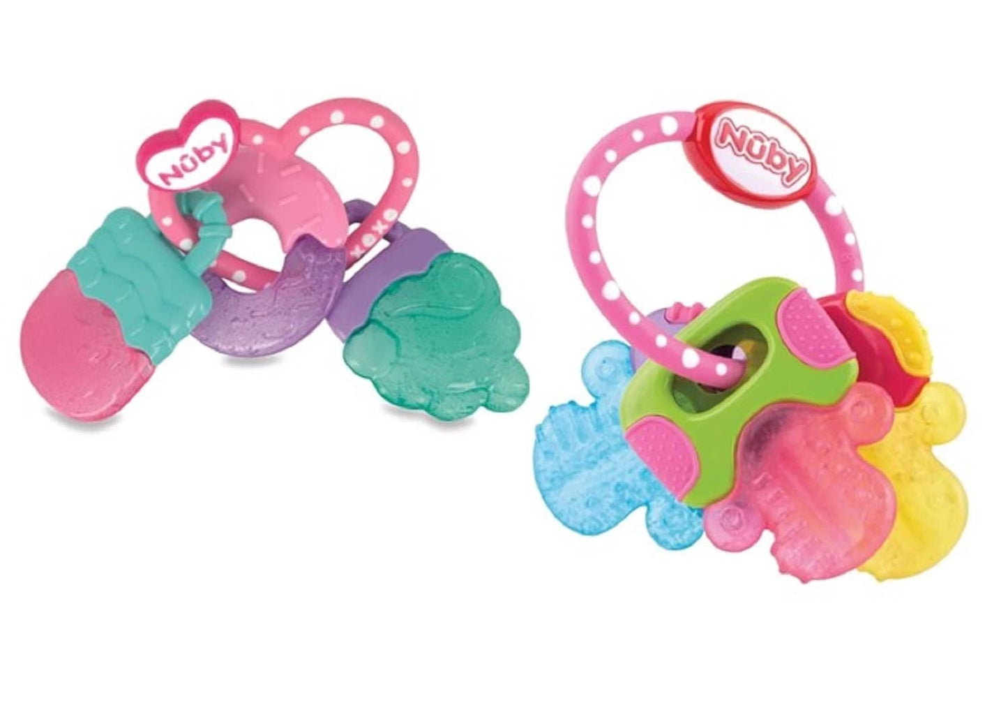 Nuby IcyBite Popsicle, Donut and Ice Cream Teether Ring and Ice Gel Teether Keys - 3+ Months