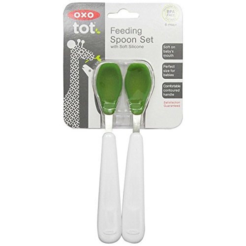 Great Value OXO Tot Feeding Spoon Set with Soft Silicone- Green