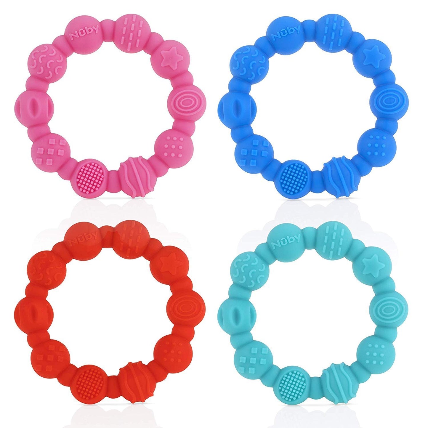 100% Silicone Teether Ring, 3 Months + (Aqua)