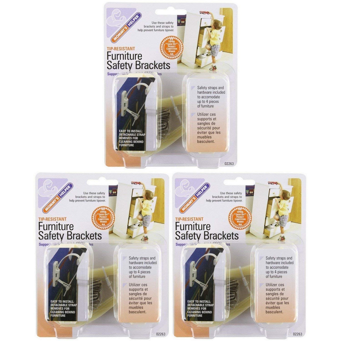 Mommy's Helper - Tip Resistant Furniture Safety Brackets, 3 Pack