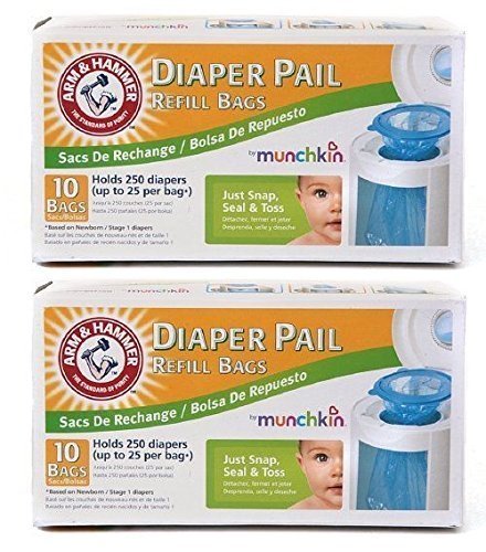 Munchkin Arm & Hammer Diaper Pail Refill Bags 10-Count Pack of 2