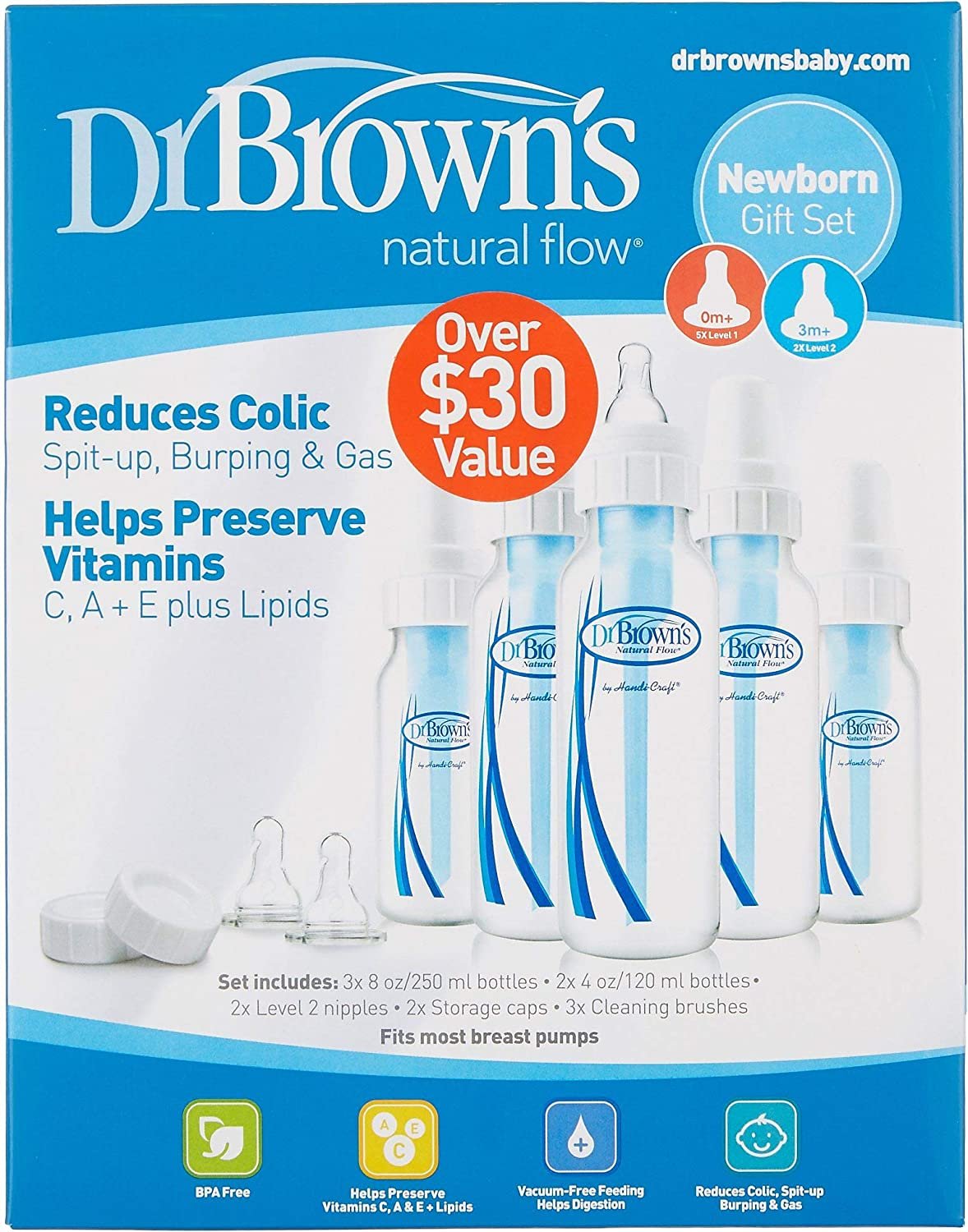 Dr Browns Standard Newborn Feeding Set- 5 Bottles