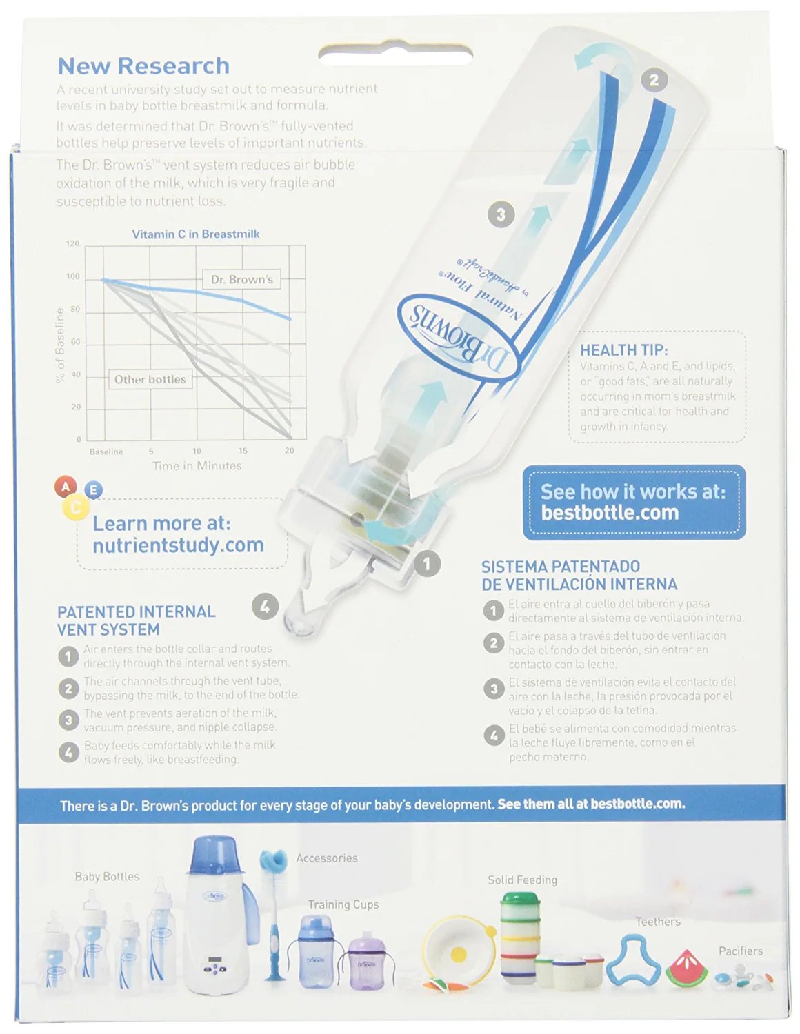 Dr. Brown's BPA Free Polypropylene Natural Flow Standard Neck Bottle, 4 oz - 3-Pack (Discontinued by Manufacturer)