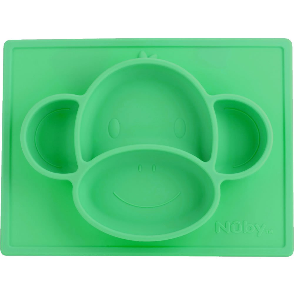 Nuby Sure Grip Monkey Silicone Placemat, Aqua