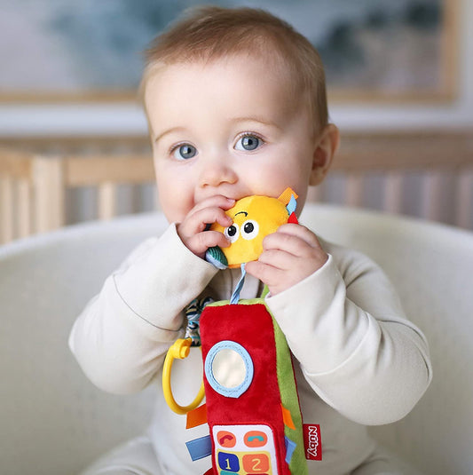 Nuby Plush Phone Pals Musical Hanging Toy with Connector Ring: 0M+, Multi
