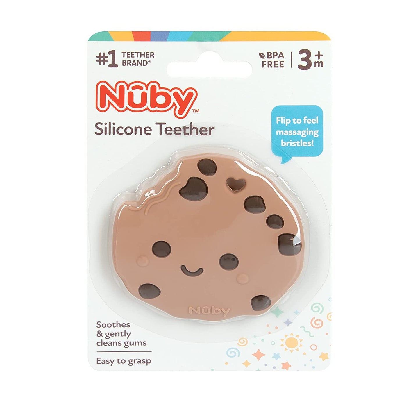 Nuby All Silicone Chocolate Chip Cookie Teether - 3+ Months
