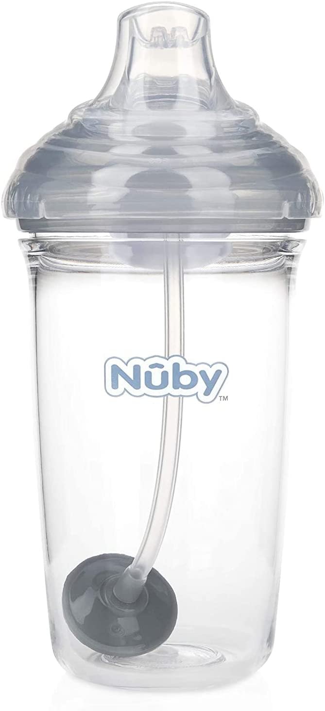 Title: Nuby Tritan No-Spill Trainer Cup with Silicone Spout & 360 Weighted Straw with Hygienic Cover, 2 Pack