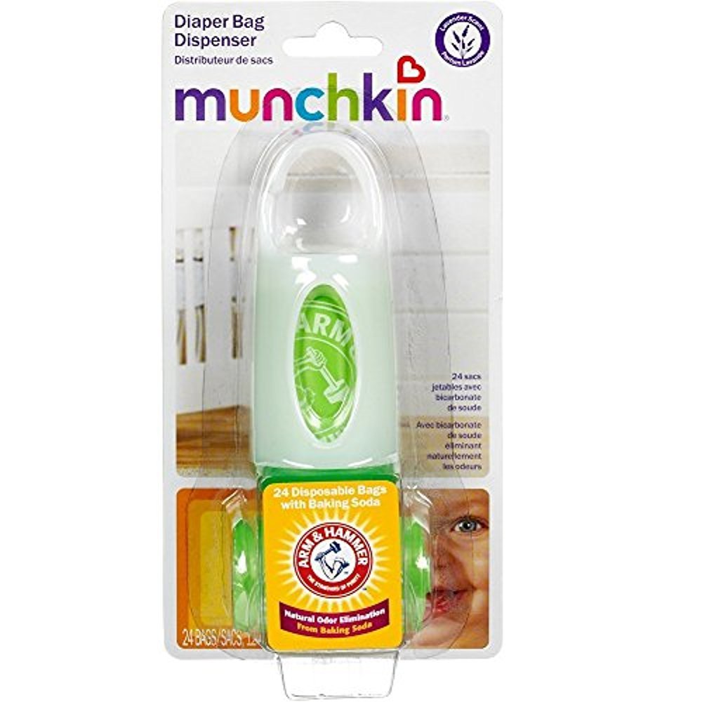 Munchkin Arm & Hammer Diaper Bag Dispenser with Bags, Lavender Scent, Colors May Vary 1 ea ( Pack of 2)